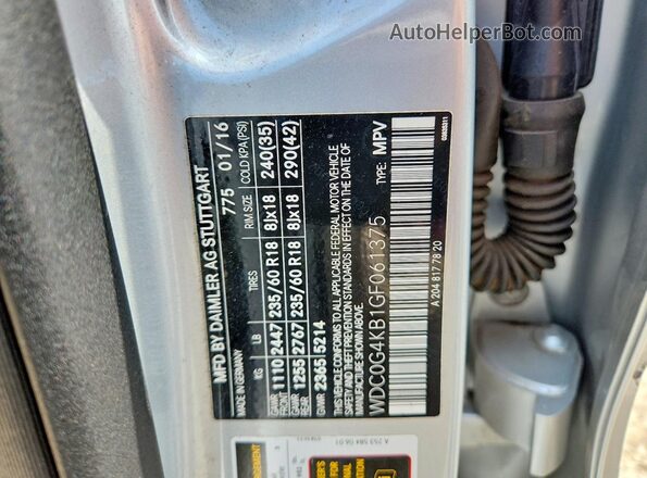 WDC0G4KB1GF061375 2016 MERCEDES-BENZ GLC-CLASS Silver Вид наклейки з VIN-кодом