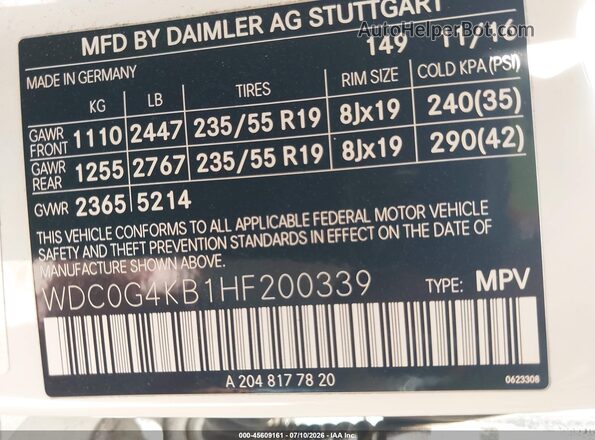 WDC0G4KB1HF200339 2017 MERCEDES-BENZ GLC 300 White Вид підкапотного простору