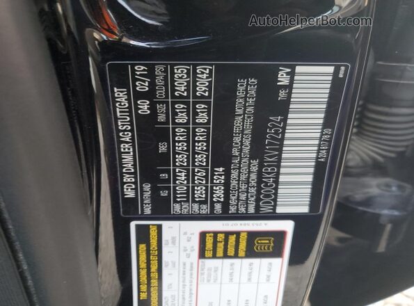 WDC0G4KB1KV172524 2019 MERCEDES-BENZ GLC-CLASS Black VIN კოდის სტიკერის ხედი