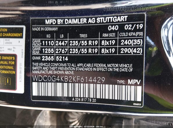 WDC0G4KB2KF614429 2019 MERCEDES-BENZ GLC 300 Black Vista del compartimento del motor