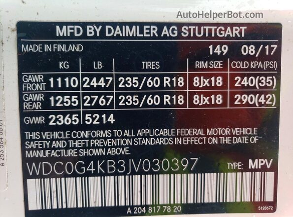 WDC0G4KB3JV030397 2018 MERCEDES-BENZ GLC-CLASS Белый Вид подкапотного пространства