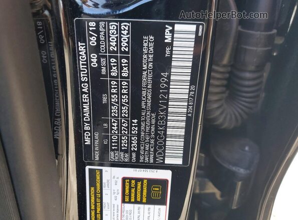 WDC0G4KB3KV121994 2019 MERCEDES-BENZ GLC-CLASS Черный Панорамный вид салона 360°