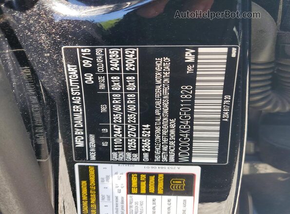 WDC0G4KB4GF011828 2016 MERCEDES-BENZ GLC-CLASS Black Widok naklejki z numerem VIN