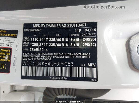 WDC0G4KB4GF099053 2016 MERCEDES-BENZ GLC 300 White Vista del compartimento del motor