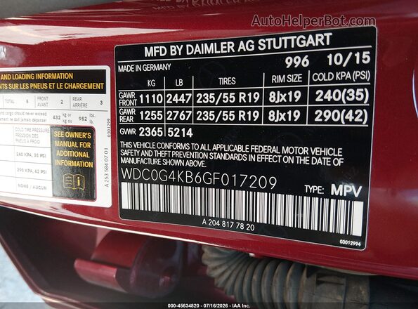 WDC0G4KB6GF017209 2016 MERCEDES-BENZ GLC 300 Красный Вид подкапотного пространства