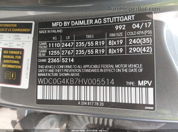WDC0G4KB7HV005514 2017 MERCEDES-BENZ GLC 300 Gray Vista del compartimento del motor