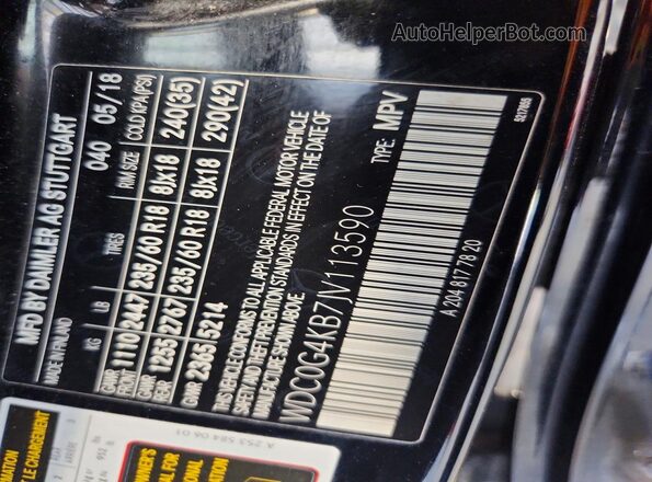 WDC0G4KB7JV113590 2018 MERCEDES-BENZ GLC-CLASS Black Widok naklejki z numerem VIN