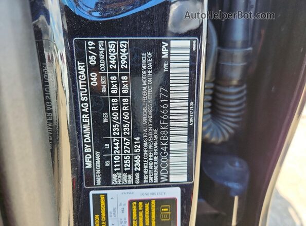 WDC0G4KB8KF666177 2019 MERCEDES-BENZ GLC-CLASS Black Вид наклейки з VIN-кодом