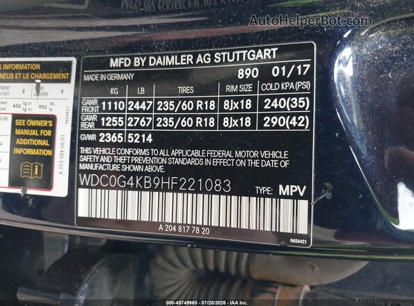 WDC0G4KB9HF221083 2017 MERCEDES-BENZ GLC 300 Blue Widok komory silnika