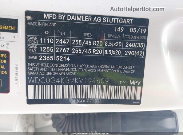 WDC0G4KB9KV194609 2019 MERCEDES-BENZ GLC 300 White Engine compartment view
