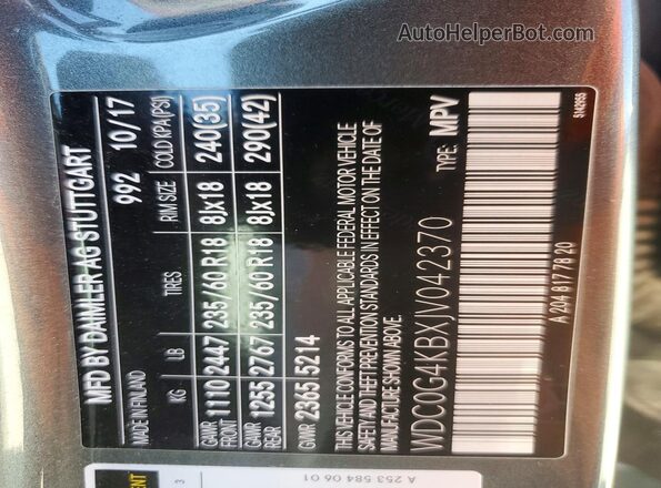 WDC0G4KBXJV042370 2018 MERCEDES-BENZ GLC-CLASS Gray VIN sticker view