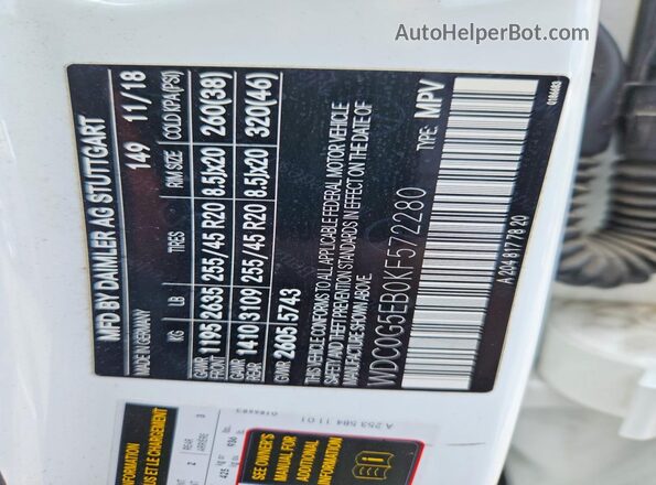 WDC0G5EB0KF572280 2019 MERCEDES-BENZ GLC-CLASS White Widok komory silnika