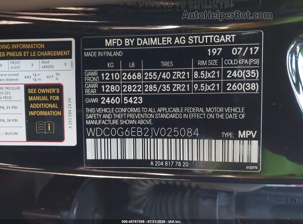 WDC0G6EB2JV025084 2018 MERCEDES-BENZ AMG GLC 43 Black ძრავის განყოფილების ხედი