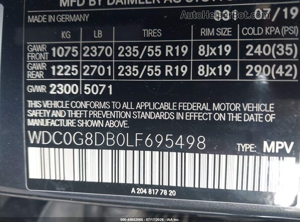 WDC0G8DB0LF695498 2020 MERCEDES-BENZ GLC 300 Black Vista del compartimento del motor