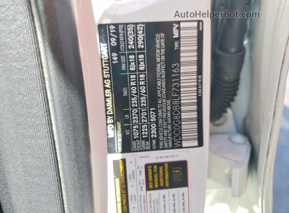 WDC0G8DB8LF731163 2020 MERCEDES-BENZ GLC-CLASS White Vista de la etiqueta del VIN