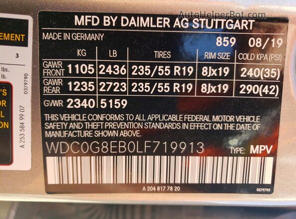 WDC0G8EB0LF719913 2020 MERCEDES-BENZ GLC-CLASS Silver Widok komory silnika