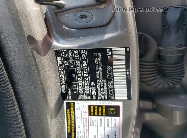 WDC0G8EB2LF737989 2020 MERCEDES-BENZ 190 Silver Widok naklejki z numerem VIN
