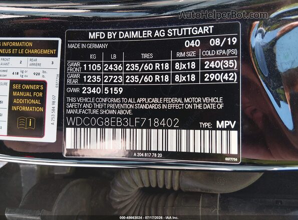 WDC0G8EB3LF718402 2020 MERCEDES-BENZ GLC 300 Black Շարժիչի բաժամունքի տեսք
