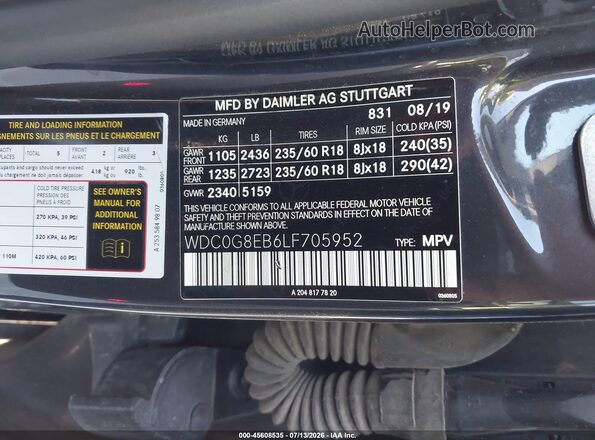 WDC0G8EB6LF705952 2020 MERCEDES-BENZ GLC 300 Gray Widok komory silnika