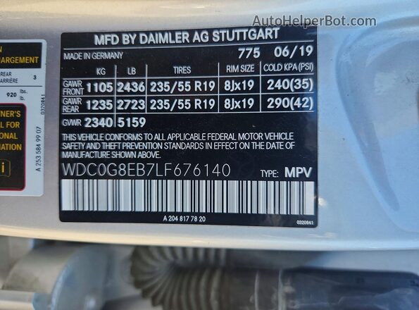 WDC0G8EB7LF676140 2020 MERCEDES-BENZ GLC-CLASS Серебряный Вид подкапотного пространства
