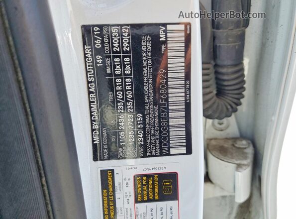WDC0G8EB7LF680429 2020 MERCEDES-BENZ GLC-CLASS White Вид наклейки з VIN-кодом