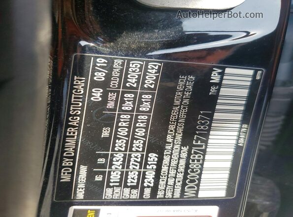 WDC0G8EB7LF718371 2020 MERCEDES-BENZ GLC-CLASS Black Vista de la etiqueta del VIN
