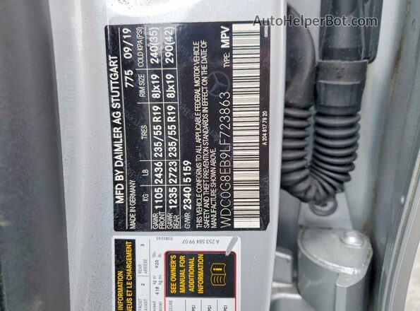 WDC0G8EB9LF723863 2020 MERCEDES-BENZ GLC-CLASS Gray VIN sticker view