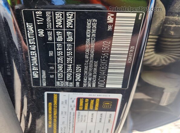 WDC0J4KB3KF561502 2019 MERCEDES-BENZ GLC-CLASS Black VIN sticker view