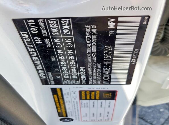 WDC0J4KB6HF155724 2017 MERCEDES-BENZ GLC-CLASS White Widok naklejki z numerem VIN