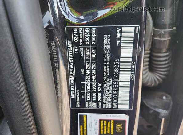 WDC0J8KB5JF438256 2018 MERCEDES-BENZ GLC-CLASS Black Widok naklejki z numerem VIN