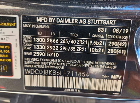 WDC0J8KB6LF711854 2020 MERCEDES-BENZ GLC-CLASS White Շարժիչի բաժամունքի տեսք