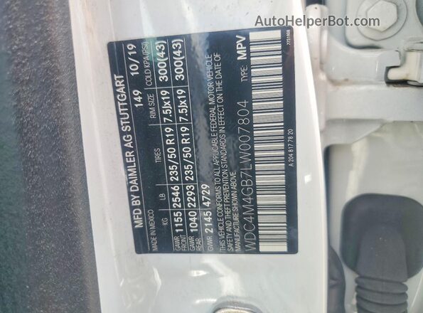 WDC4M4GB7LW007804 2020 MERCEDES-BENZ GLB-CLASS White Շարժիչի բաժամունքի տեսք
