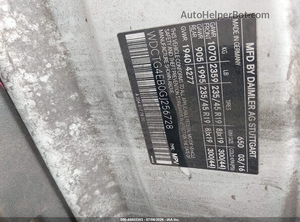 WDCTG4EB0GJ256728 2016 MERCEDES-BENZ GLA 250 White Вид підкапотного простору