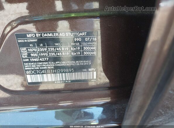 WDCTG4EB1HJ299895 2017 MERCEDES-BENZ GLA 250 Коричневый Вид подкапотного пространства