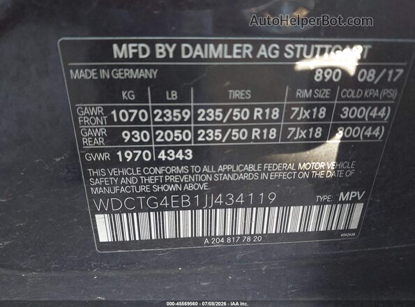 WDCTG4EB1JJ434119 2018 MERCEDES-BENZ GLA 250 Blue Engine compartment view