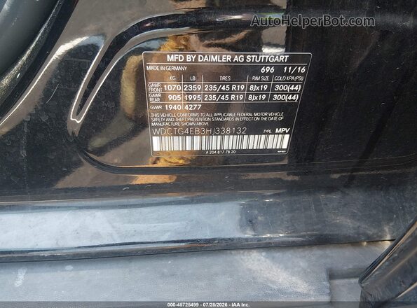 WDCTG4EB3HJ338132 2017 MERCEDES-BENZ GLA 250 Black Вид підкапотного простору