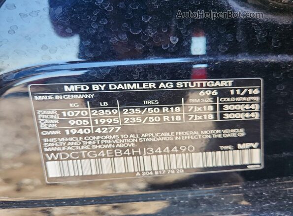 WDCTG4EB4HJ344490 2017 MERCEDES-BENZ GLA Black Вид підкапотного простору