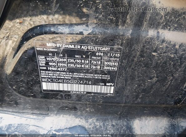 WDCTG4EB5GJ224714 2016 MERCEDES-BENZ GLA 250 Black Widok komory silnika