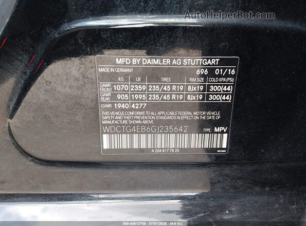 WDCTG4EB6GJ235642 2016 MERCEDES-BENZ GLA 250 Black ძრავის განყოფილების ხედი