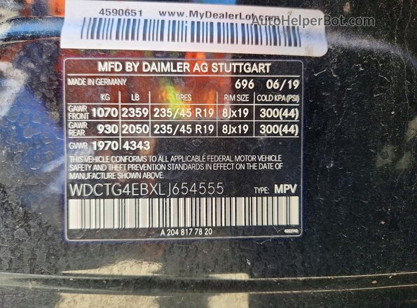 WDCTG4EBXLJ654555 2020 MERCEDES-BENZ GLA Black Widok komory silnika