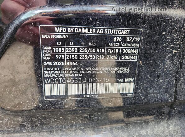 WDCTG4GB2LU023715 2020 MERCEDES-BENZ GLA Gray Սալոնի 360 աստիճան տեսք