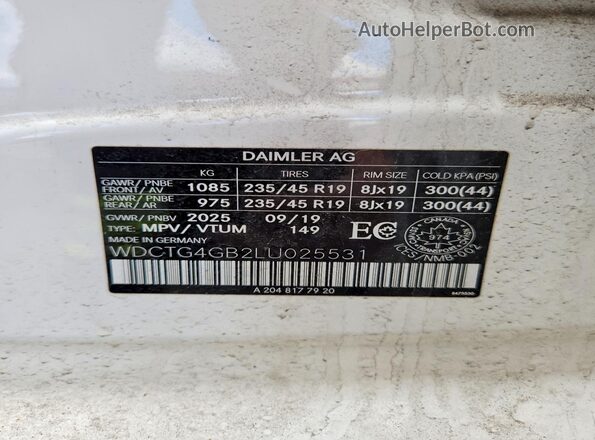WDCTG4GB2LU025531 2020 MERCEDES-BENZ GLA White Engine compartment view