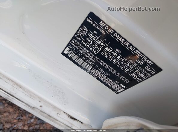 WDCTG4GB4GJ188530 2016 MERCEDES-BENZ GLA 250 White Vista del compartimento del motor