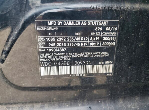 WDCTG4GB8HJ309304 2017 MERCEDES-BENZ GLA Black Vista del compartimento del motor