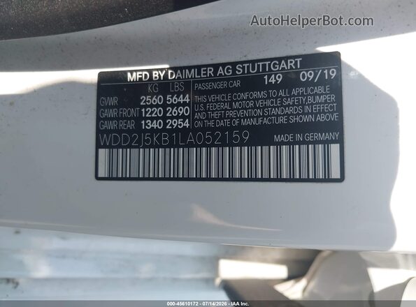 WDD2J5KB1LA052159 2020 MERCEDES-BENZ CLS-CLASS White ძრავის განყოფილების ხედი