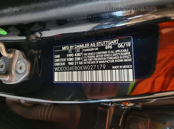 WDD3G4EB0KW027179 2019 MERCEDES-BENZ A Black Շարժիչի բաժամունքի տեսք