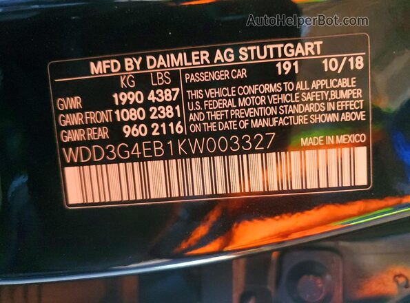 WDD3G4EB1KW003327 2019 MERCEDES-BENZ A Black Widok komory silnika