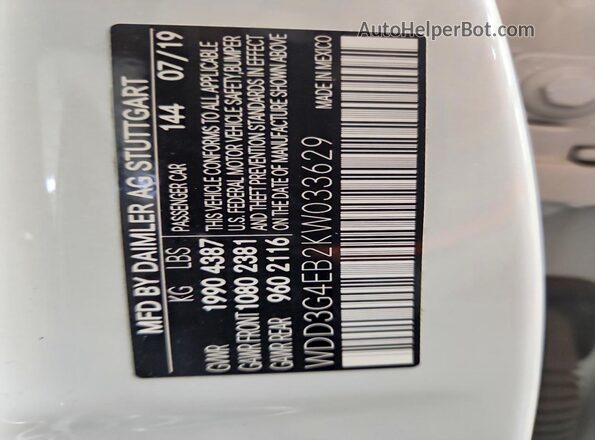 WDD3G4EB2KW033629 2019 MERCEDES-BENZ A White Вид підкапотного простору