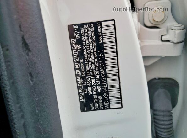 WDD3G4EB5KW001161 2019 MERCEDES-BENZ A White Շարժիչի բաժամունքի տեսք