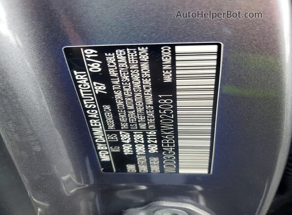 WDD3G4EB6KW025081 2019 MERCEDES-BENZ A Charcoal ძრავის განყოფილების ხედი